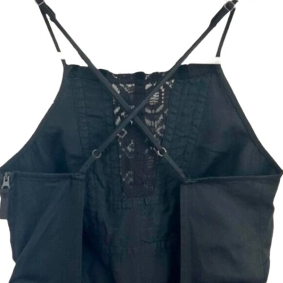 Free People x Revolve Black Tuxedo Jumpsuit 0 Lace Inset Wide-Leg Open Back - Picture 8 of 13